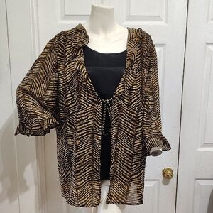 Brown and Black Sheer Blouse